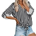 thumbnail image 1 of QIPOPIQ Chemises à Rayures pour Femmes à Boutons 2024 Col Rabattu Manches Longues Retroussables Liquidation, 1 of 9