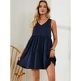 thumbnail image 5 of Summer Dresses for Women SHCKE Casual Tank Dresses Sleeveless Beach Vacation Dress V Neck Pleated Dress, 5 of 6