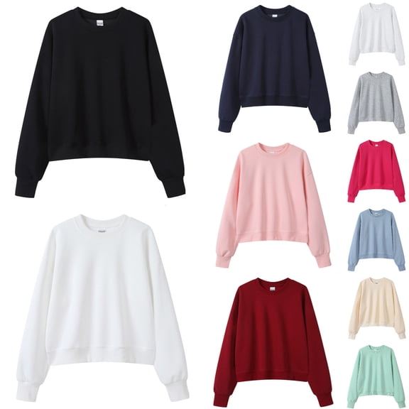 Arlun Womens Fall Sweatshirts No Hood Breathable Sweatshirts Soft Cozy Lightweight Crewneck Pullovers Casual Long Sleeve Drop Shoulder Solid Color Basic Tops White XL