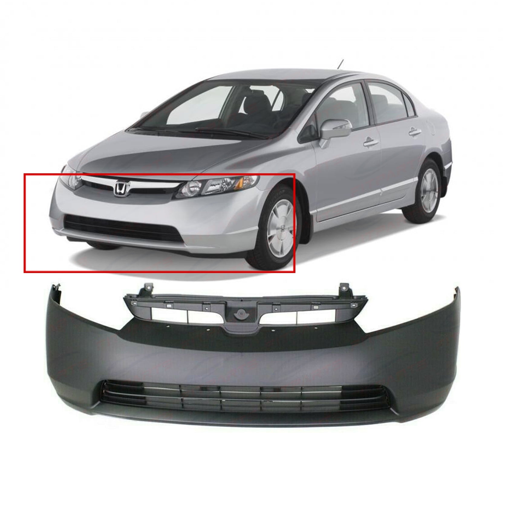 Front Bumper Cover For 2007-2008 Honda Civic Si Sedan 04711SNXA90ZZ ...