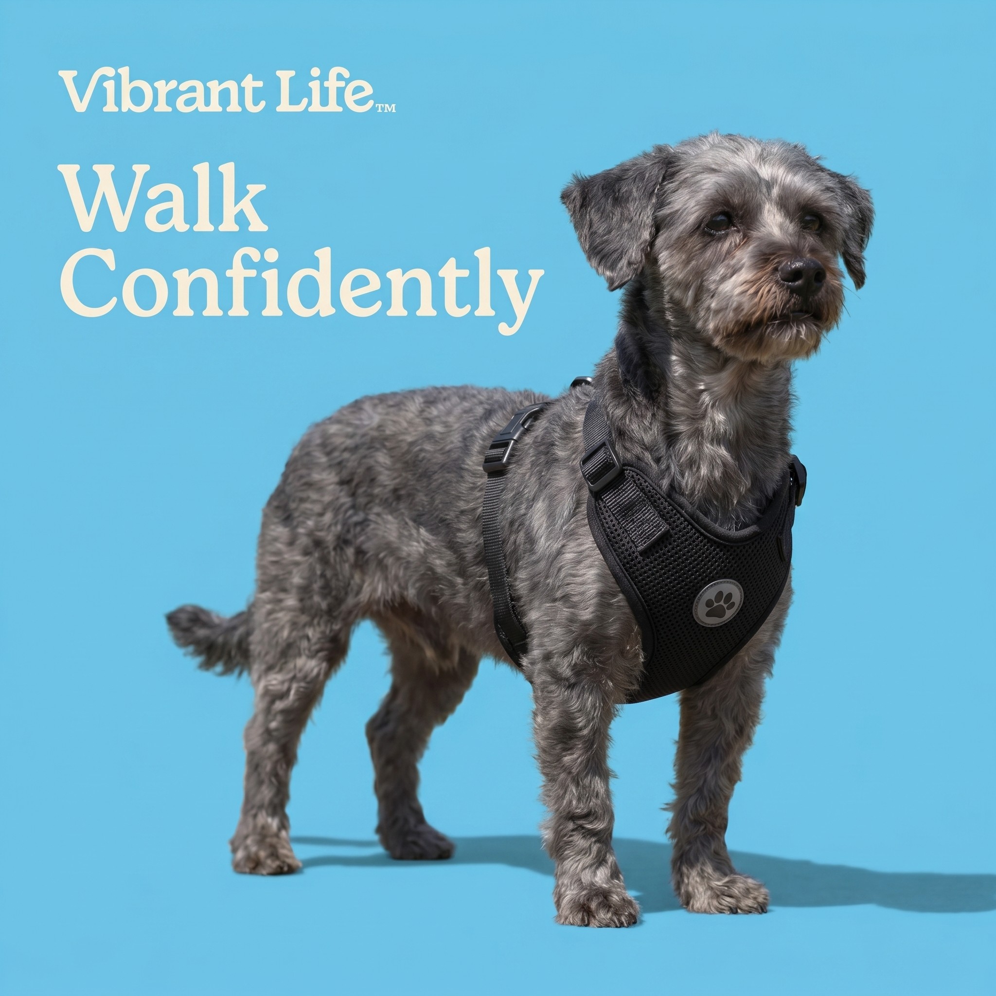 Vibrant Life Reflective Mesh Adjustable Dog Harness, Black, Small photo 4