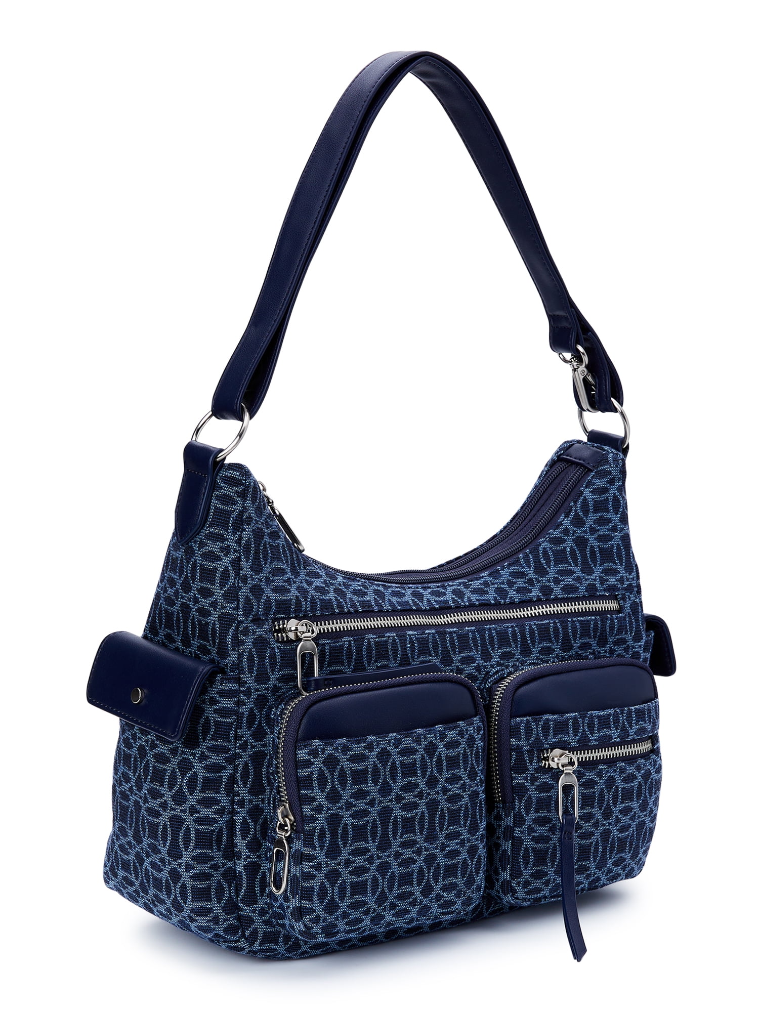 Time and Tru Women's Multi-Compartment Faye Hobo Handbag, Blue