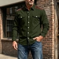 thumbnail image 2 of Men's Casual Splicing Corduroy Button Up Shirt Classic Fit Long Sleeve Fall Winter Top with Utility Pockets, 2 of 8