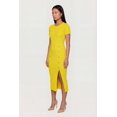 thumbnail image 2 of Women's Ribbed Knit Short Sleeve Midi Dress with Faux Buttons, 2 of 3