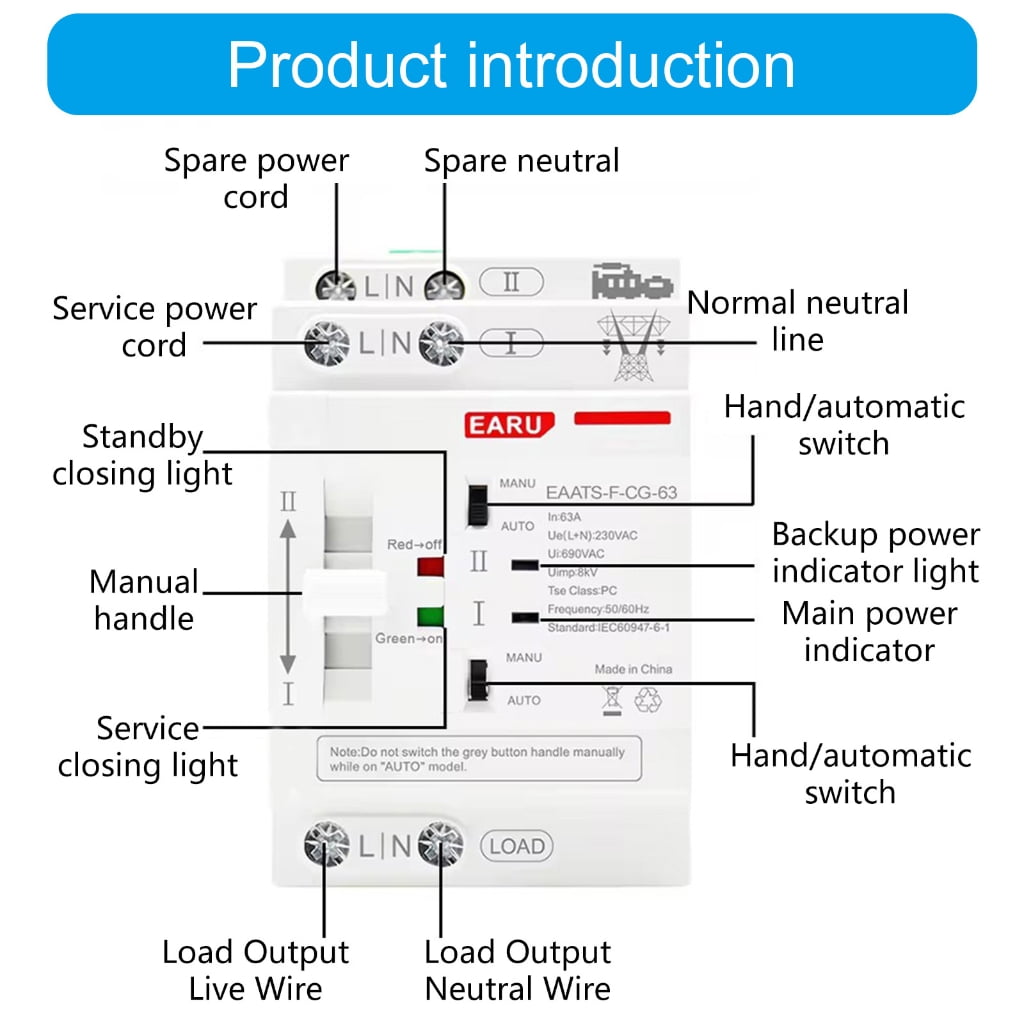 Din Rail 2P 110V/220V Electrical Selector Switches Replacement Electric Switches