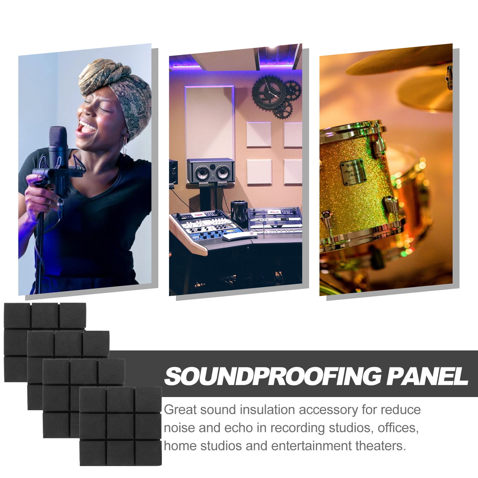 FRCOLOR 4pcs Soundproof Insulation Acoustic Wall Panels Sound Absorbing Noise Reduction Panels