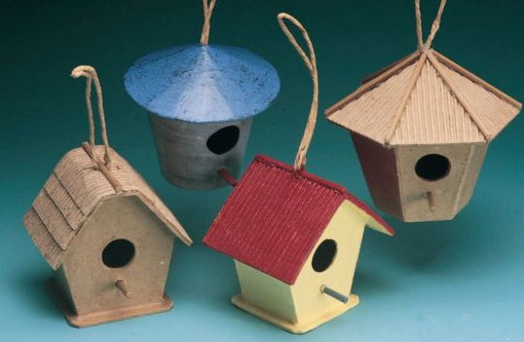 (Price/12 /Pack)S&S Worldwide Paper Mache Mini Birdhouses