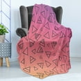 thumbnail image 4 of 1990s Soft Flannel Fleece Throw Blanket, Retro Angular Pattern Triangles on Ombre Effect Background Pinkish Tones, Cozy Plush for Indoor and Outdoor Use, 50" x 60", Black Lilac Coral, by Ambesonne, 4 of 5
