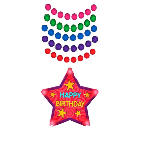Collar Blinkee con enormes luces LED con forma de estrella de feliz cumpleaños