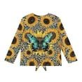 thumbnail image 5 of Xoenoiee Butterfly Sunflower Leopard Print Girl's Long Sleeve Shirts Tie Front Knot Tops Tee Crew Neck T Shirt Pullover Tunic Sweatshirt for Beach Vacation, 5-6 Year, 5 of 7