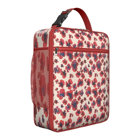 Retro Botanical Floral Insulated Lunch Bag Durable Waterproof Cooler with Small Floral Design for Work or School