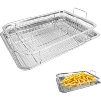Oven Air Fryer Basket and Tray: Stainless Steel Air Fryer Pan Crisper Tray for Oven, Air Fryer Basket for Oven, 13"L x9" W Non-Stick Baking Sheet with Wire Rack, Microwave Bacon Tray (Silver)