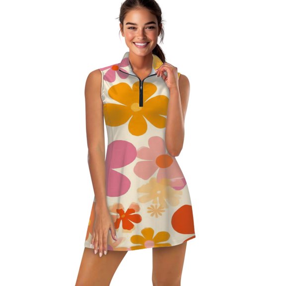 Retro floral pattern cheerful bright design Sports Dresses Women Tennis Dress Outdoor Badminton Golf Quick-Drying And Breathable Sports Dress