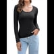thumbnail image 1 of Camiseta Básica Ajustada con Cuello Redondo, y para Mujer Negro M, 1 of 9