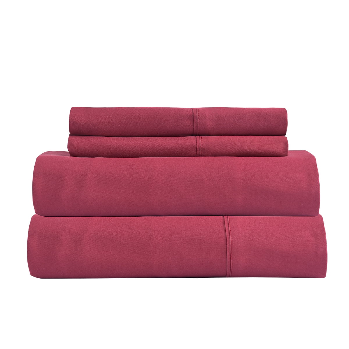 JML Bedding Queen Bed Sheets Set - 4 Piece Bedding - Brushed Microfiber 100% Polyester - Shrinkage and Fade Resistant - Easy Care (Queen, Burgundy)