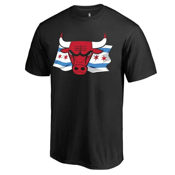 Men's Black Chicago Bulls Hometown Collection Chicago Flag T-Shirt