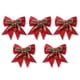 thumbnail image 2 of Navidad Bowknot Adorno de brillo Lentejuelas brillantes Conos Hojas Corbata Arte Decoración de fiesta Decoración de puerta al aire libre Rojo 5 piezas Kearding HA009474-01, 2 of 6