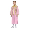 thumbnail image 2 of iiniim  Kids Girls Graduation Gown Color Block Stand Collar Long Sleeve Zipper Robe Dress Pink 10, 2 of 7