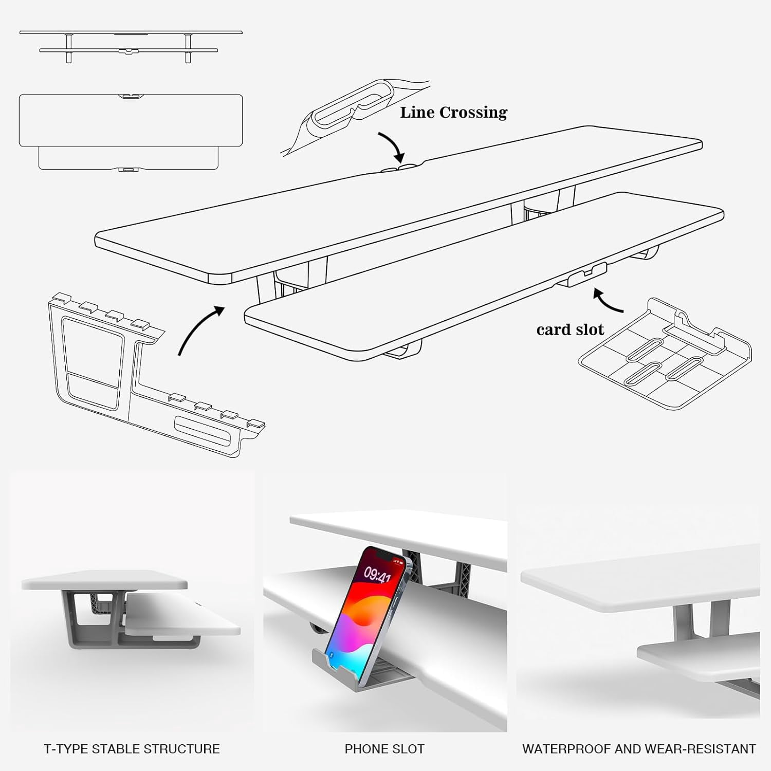 Dual Monitor Stand, 2-Tier Wood Monitor Riser with Storage Organizer and  Management for Home Office Desk, White