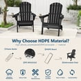 thumbnail image 3 of FOOWIN HDPE Folding Adirondack Chair with Cup Holder, Fire Pit Chairs Set of 4, Black, 3 of 7