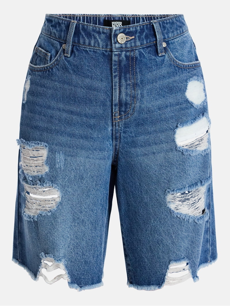 Madden NYC Women's Distressed Cotton Jorts, Sizes XXS-XXL