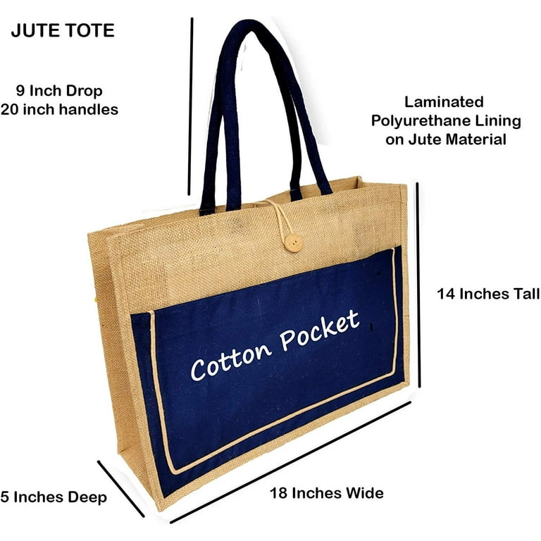 Cotton pocket jute tote bags discount