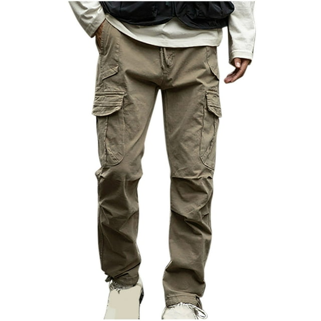 ameIAEA Cargo Pants for Men Elastic Waist Outdoor Hiking Pants Drawstring Sweatpant with Multi Pockets