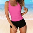 thumbnail image 5 of HVOBTTY Summer Women's 2 Piece Bikini Swimsuit Set Period Use Solid Color Round Neck Built In Pad Wireless Beach Pool Bathing Suits, 5 of 5