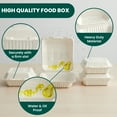 thumbnail image 3 of FPN Compostable Paper Clamshell Takeout Boxes 6X6, 75CT Eco-Friendly Paper To-Go Container To-Go plates  Microwave Safe Lunch Boxes for Restaurants Catering Meals, 3 of 10