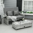 thumbnail image 2 of Outsunny 2 Piece Rattan Outdoor Daybed with Cushions and Storage, Grey, 2 of 10