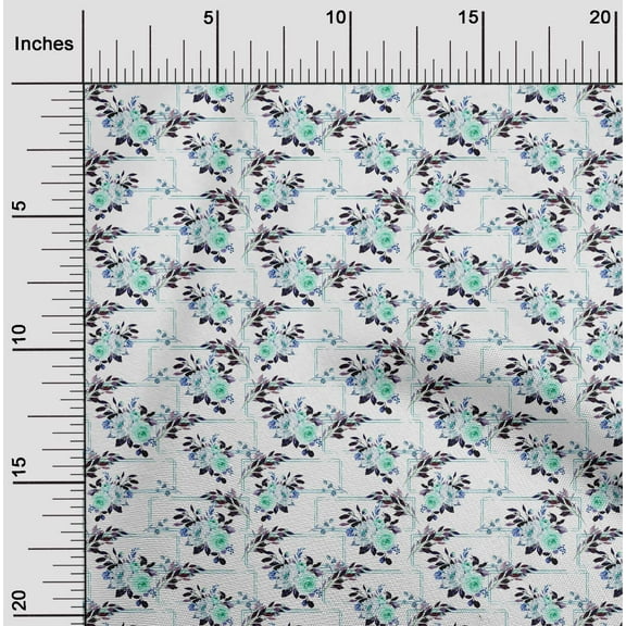 oneOone Polyester Lycra Aqua Blue Fabric Florals Sewing Fabric By The Yard Printed Diy Clothing Sewing Supplies 56 Inch Wide
