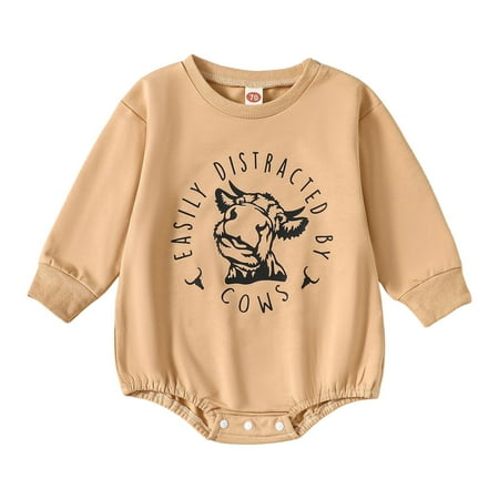 

Zhencn Baby Boys Girls Long Sleeve Cow Letter Prints Romper Bodysuits Jumpsuit Clothes 3-6 Months