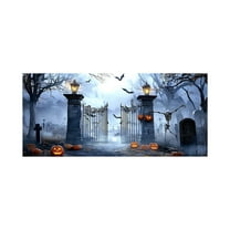 Halloween Garage Door Cover, Spooky Pumpkin Tombstone Design Outdoor Decor for Party Backdrop, Large Horror Theme Tapestry for Wall Display(A)
