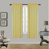 2PC MR2 YELLOW SOLID SILK SEMI SHEER ROD POCKET WINDOW CURTAIN PANEL LIGHT FILTERING 55" W X 63" L EACH PC