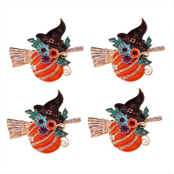 4 Piezas de Anillos de Servilleta de Halloween, Porta Servilletas de de Calabaza, Hebillas de Servilleta, Suministros para Fiestas de Halloween, Decoraciones de Mesa