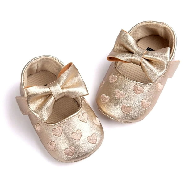 Baby Bow Shoes Infant Dress Shoes PU Exquisite Gold For Holiday Party ANGGREK AC6500 Bodega Aurrera en linea
