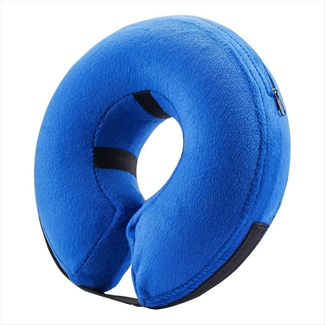 Collar Inflable Protector para Perros y Gatos. Suave Collar de Recuperación para Mascotas Que No Bloquea la Visión. Azul L.
