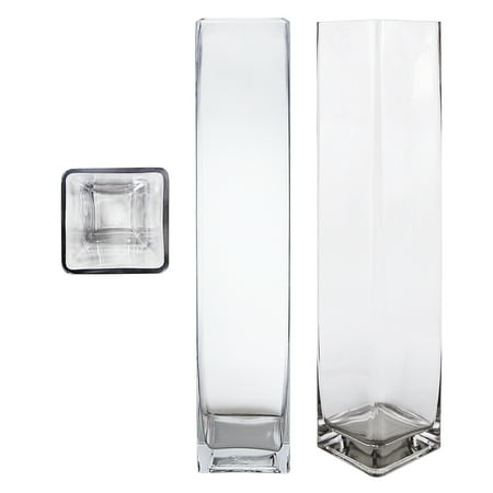 Mega Vases 4 X 20 Cube Square Glass Vase Set Of 1 Clear