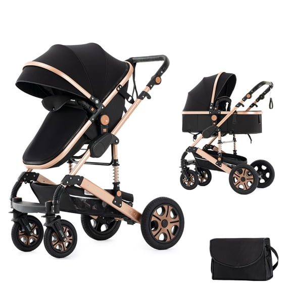 Steanny Baby Stroller Reversible Stroller Up to 55lbs,2-IN-1 Stroller Suit Newborn to Toddler Baby Carriage With Mami Bag