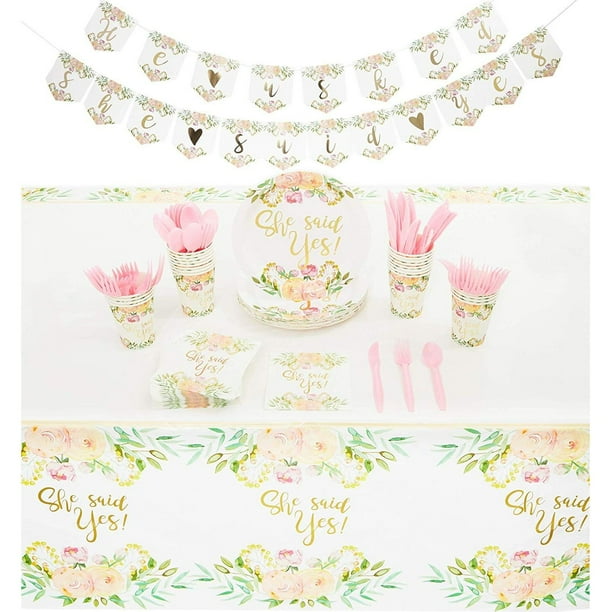 Serves 24 She Said Yes Bridal Shower Party Supplies, 146PCS Plates