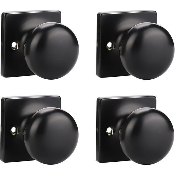 SHIQI-4 Pack Single Dummy Door Knobs Matte Black Interior Dummy Knobs for French Doors Round Door Knobs Stainless Steel Door Pull