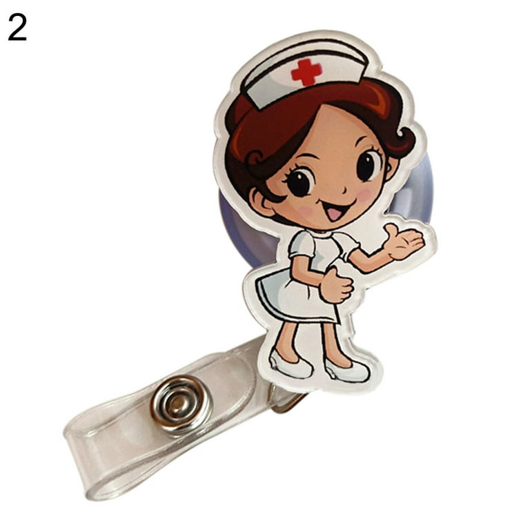 harmtty Cute Retractable Badge Reel Nurse Doctor Key ID Name Card Holder  Office Supplies,5#