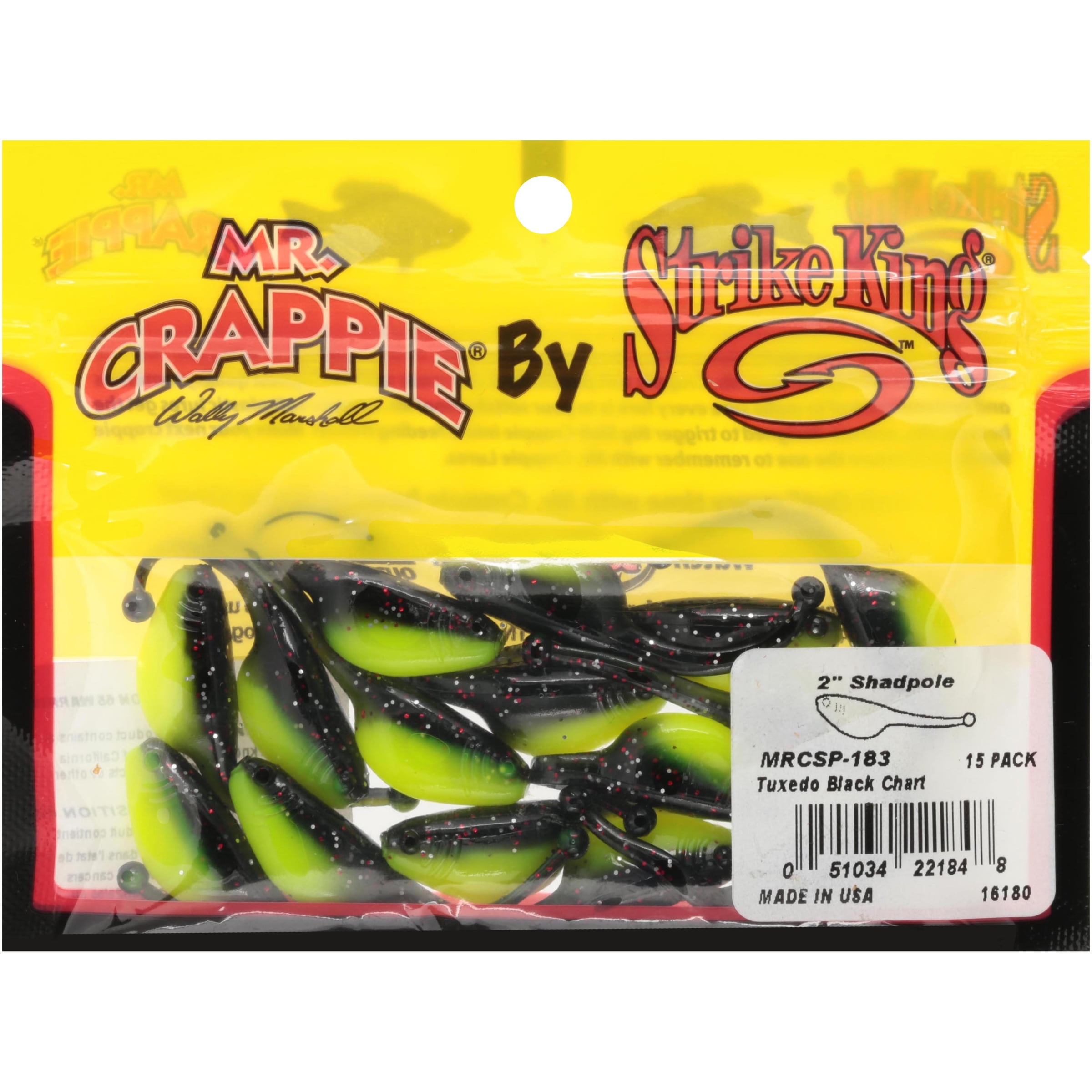 Strike King Mr Crappie Shadpole Tuxedo Black/Chartreuse Strike King Mr Crappie Shadpole Tuxedo Black/Chartreuse
