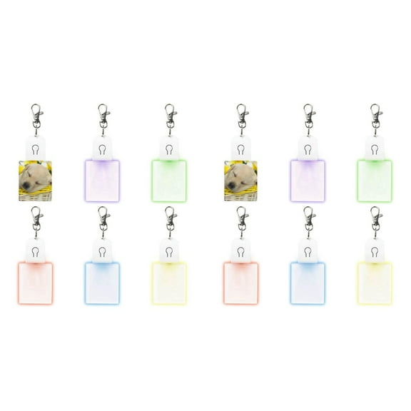 12 Pcs Sublimation Blank Keychains Heat Transfer Printing LED Acrylic KeyChains Lighted Keyrings Pendant, Rectangular