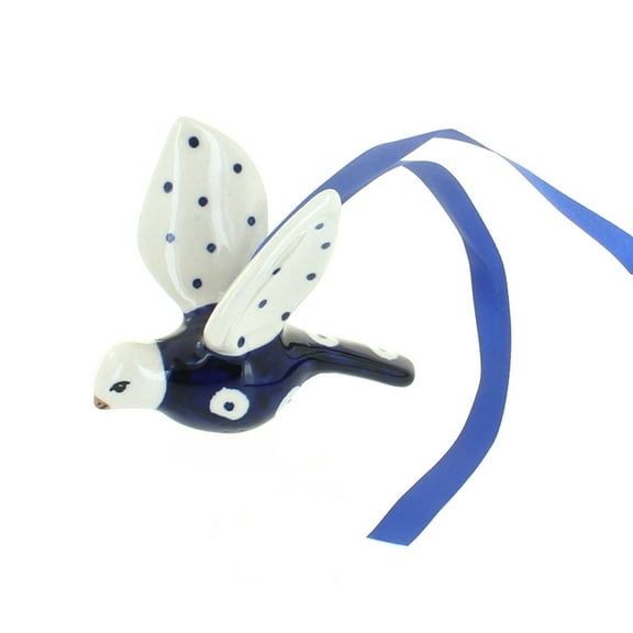 Blue Rose Polish Pottery Dots Dove Ornament