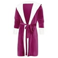 thumbnail image 5 of Prolriy Robes for Women, Women Winter Plush Lengthened Bathrobe Clothes Long Sleeved Robe Coat Womens Robe Hot Pink XXXL, 5 of 9