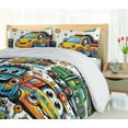 thumbnail image 3 of Ambesonne Truck Duvet Cover Set, Bus Automobile Characters Art, Twin, Marigold Sky Blue White, 3 of 4