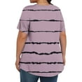 thumbnail image 3 of Fmbrln Womens Plus Size Summer Short Sleeve T-Shirts Fashion Crew Neck Pleated Tops Casual Loose Stripe Print Vacation Beach Tees Blouse, 3 of 5