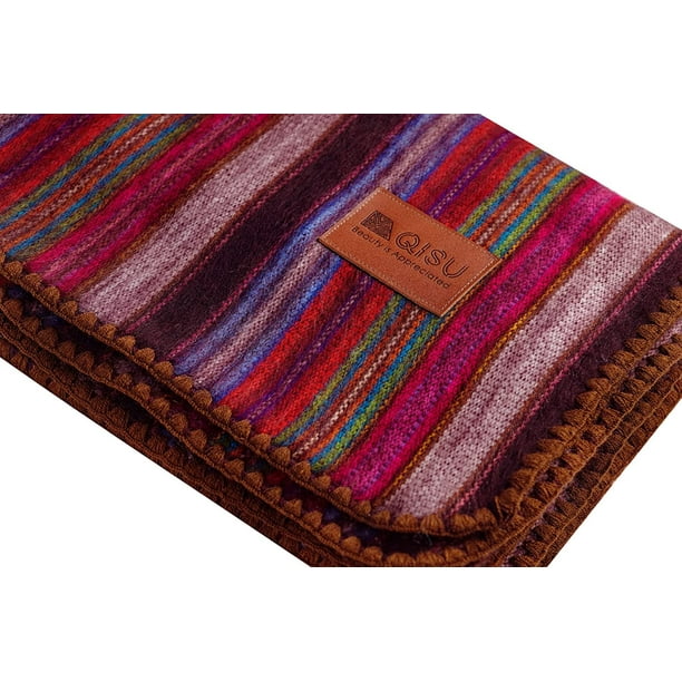 Qisu Alpaca Wool Blanket Throw Large, Beautiful, Warm, Variegated
