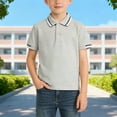 thumbnail image 3 of vdgthytj Boys Short Sleeve Shirts Casual Summer Button up Collar School Uniform Tops for Kids 2-15 Years, 3 of 4